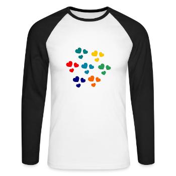 HEART. HEARTS. SAINT VALENTINE. LOVE. LOVE. HEART - Unisex Long Sleeve Baseball T-Shirt - white/black - Front - Nik (191cm)