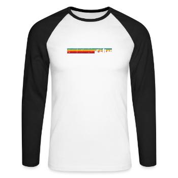 Liverpool skyline retro - Unisex Long Sleeve Baseball T-Shirt - white/black - Front - Nik (191cm)