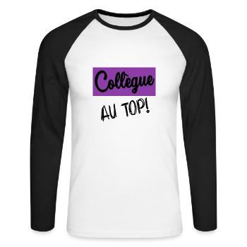 RETRAITE. RETRAITE. RETRAITEE. RETRAITE - T-shirt baseball manches longues Homme - blanc/noir - Devant - Nik (191cm)