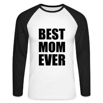 Best mom ever - T-shirt baseball manches longues Homme - blanc/noir - Devant - Nik (191cm)