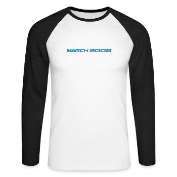 18 anniversaire mars 2008 - T-shirt baseball manches longues Homme - blanc/noir - Devant - Nik (191cm)