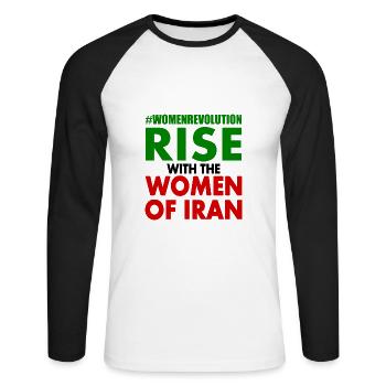 Rise with the women of iran - T-shirt baseball manches longues Homme - blanc/noir - Devant - Nik (191cm)