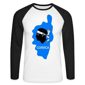 Corse Île France Carte bleue - T-shirt baseball manches longues Homme - blanc/noir - Devant - Nik (191cm)