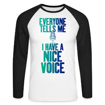 J’ai une belle - T-shirt baseball manches longues Homme - blanc/noir - Devant - Nik (191cm)