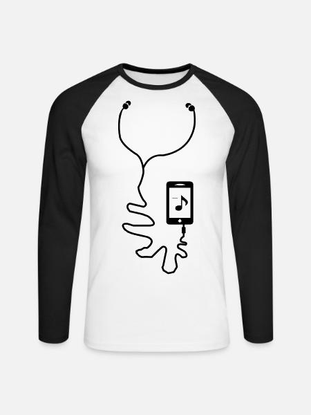 Music Always - Unisex Long Sleeve Baseball T-Shirt - white/black