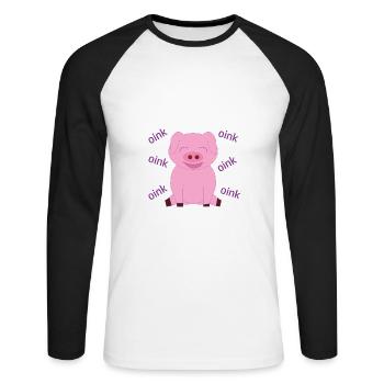 Piggy pig truie enfant - T-shirt baseball manches longues Homme - blanc/noir - Devant - Nik (191cm)