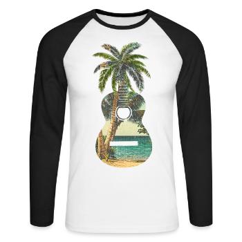 Gitarrengeschenk Gitarrist Musiker Palm trees - Unisex Baseballshirt langarm - Weiß/Schwarz - Vorne - Nik (191cm)