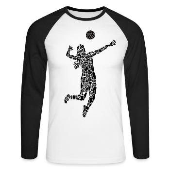 Volleyballspielerin Symbole Mädchen Volleyball - Unisex Baseballshirt langarm - Weiß/Schwarz - Vorne - Nik (191cm)