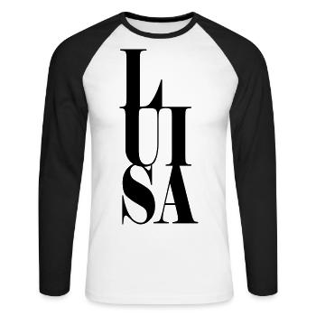 Luisa Name Vorname Moderne Schrift Wort Art - Unisex Baseballshirt langarm - Weiß/Schwarz - Vorne - Nik (191cm)