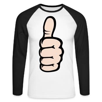 Alles klar OK Hand Symbol - Unisex Baseballshirt langarm - Weiß/Schwarz - Vorne - Nik (191cm)