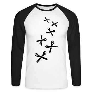 Wrench Icon - Unisex Long Sleeve Baseball T-Shirt - white/black - Front - Nik (191cm)