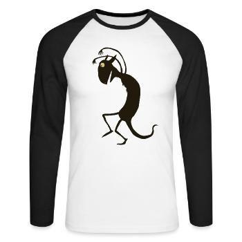 schleichendes Monster - Unisex Baseballshirt langarm - Weiß/Schwarz - Vorne - Nik (191cm)