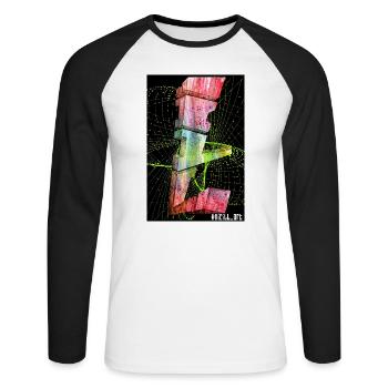 ILL 3D - Unisex Baseballshirt langarm - Weiß/Schwarz - Vorne - Nik (191cm)