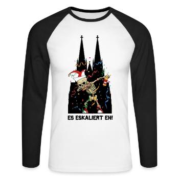 Carnaval Kölle Alaaf Dabbing Squelette Fun - T-shirt baseball manches longues Homme - blanc/noir - Devant - Nik (191cm)