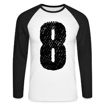 Maillot à 8 chiffres - T-shirt baseball manches longues Homme - blanc/noir - Devant - Nik (191cm)