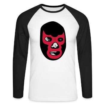 mexican wrestling mask lucha libre - T-shirt baseball manches longues Homme - blanc/noir - Devant - Nik (191cm)