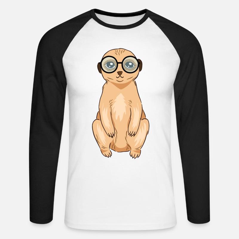 Erdmännchen - Unisex Baseballshirt langarm - Weiß/Schwarz