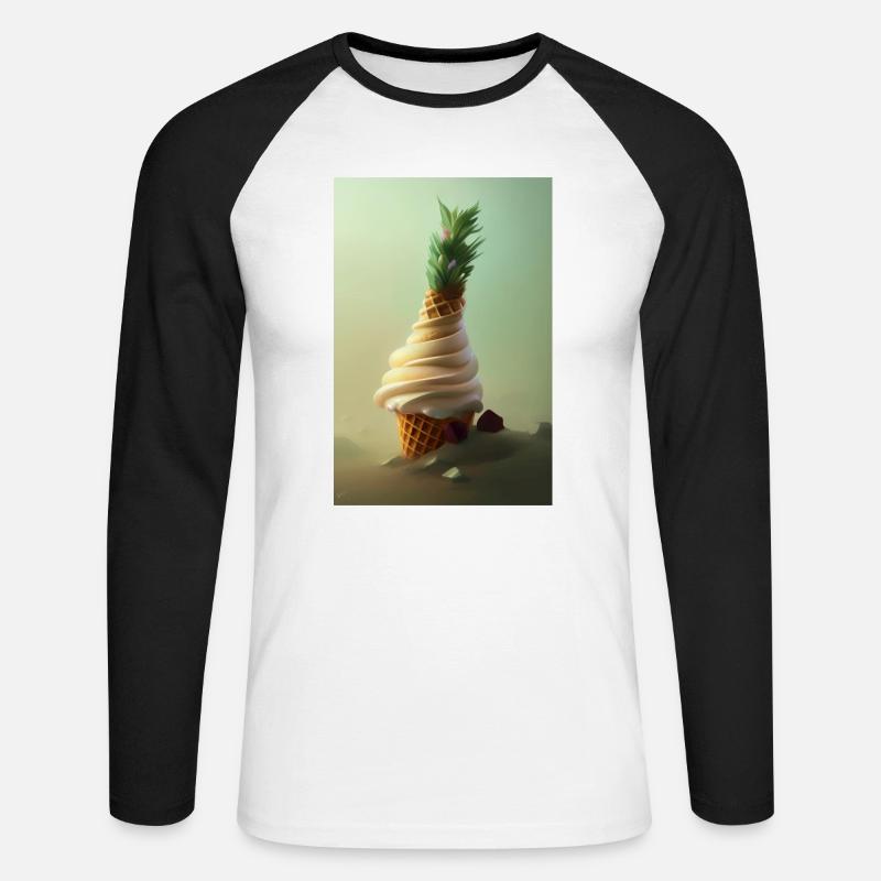 Eiscreme - Unisex Baseballshirt langarm - Weiß/Schwarz