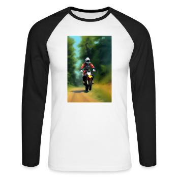 Motocross Riding - Unisex Long Sleeve Baseball T-Shirt - white/black - Front - Nik (191cm)