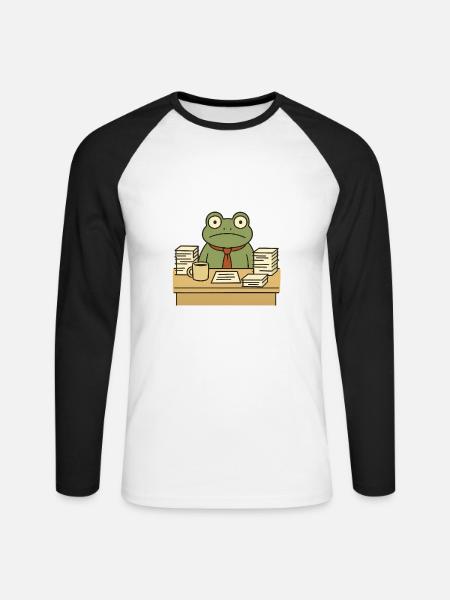 Business Frog - Unisex Long Sleeve Baseball T-Shirt - white/black