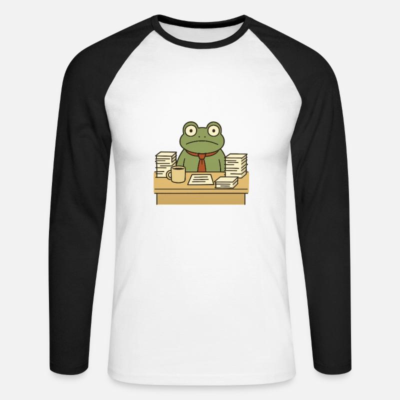 Business-Frosch - Unisex Baseballshirt langarm - Weiß/Schwarz