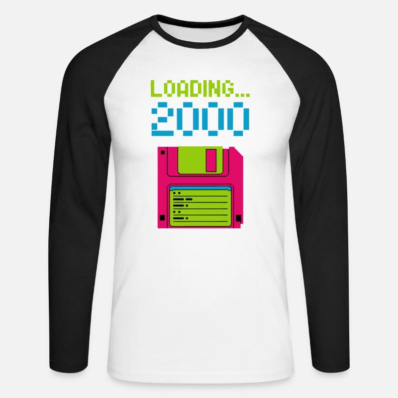 Loading 2000 Disketten-Design Retro Pixel Design - Unisex Baseballshirt langarm - Weiß/Schwarz