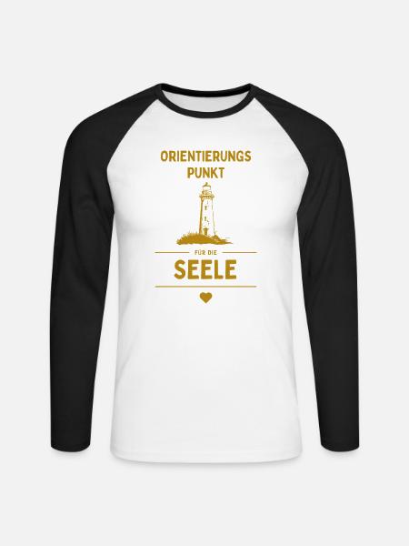 Orientierungspunkt für die Seele - Unisex Baseballshirt langarm - Weiß/Schwarz