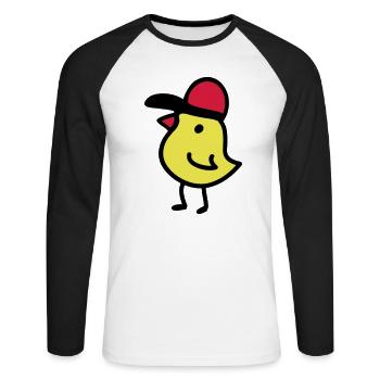 Poussins Cappy 3 - T-shirt baseball manches longues Homme - blanc/noir - Devant - Nik (191cm)