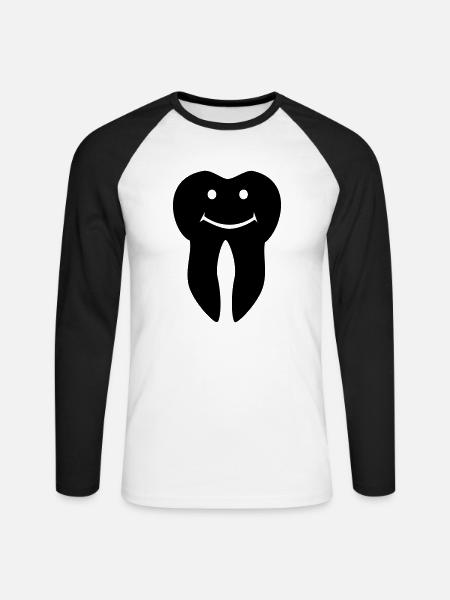Dent - T-shirt baseball manches longues Homme - blanc/noir
