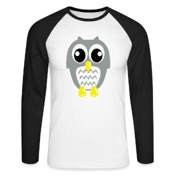 Süße Eule - Unisex Baseballshirt langarm - Weiß/Schwarz - Vorne - Nik (191cm)