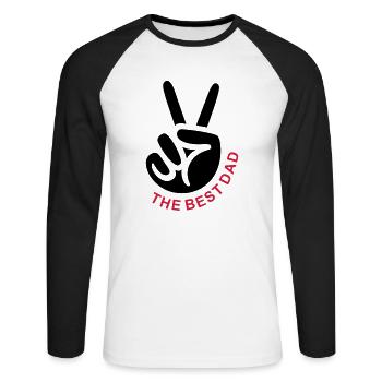 LE MEILLEUR PAPA + main de la paix - T-shirt baseball manches longues Homme - blanc/noir - Devant - Nik (191cm)