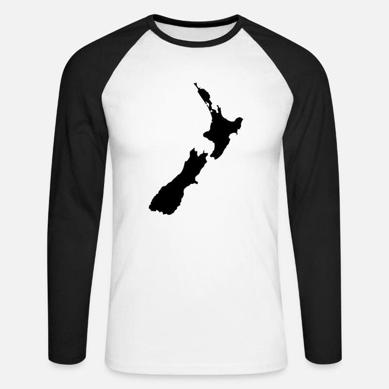 Map NZ - Unisex Baseballshirt langarm - Weiß/Schwarz