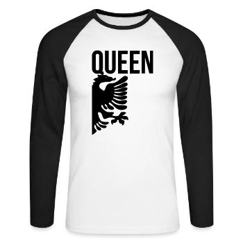 Queen albo - Unisex Baseballshirt langarm - Weiß/Schwarz - Vorne - Nik (191cm)