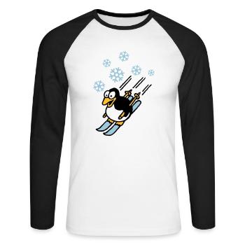 pinguin_ski_022011_d_3c - T-shirt baseball manches longues Homme - blanc/noir - Devant - Nik (191cm)