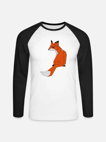 Farbiger geometrischer Fuchs - Unisex Baseballshirt langarm - Weiß/Schwarz