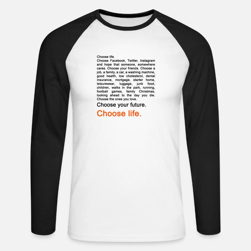 Trainspotting - Maglia da baseball a manica lunga da uomo - bianco/nero
