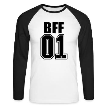 BFF 01 Nr.1 Best Friends Forever beste freunde - Unisex Baseballshirt langarm - Weiß/Schwarz - Vorne - Nik (191cm)