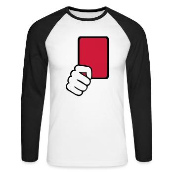 Red card Referee - Unisex Long Sleeve Baseball T-Shirt - white/black - Front - Nik (191cm)