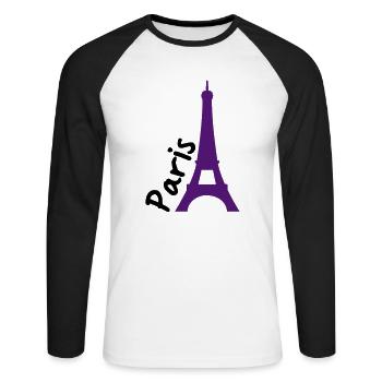 paris voyage - T-shirt baseball manches longues Homme - blanc/noir - Devant - Nik (191cm)