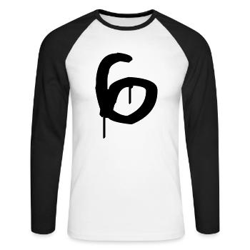 Graffiti : 6 - T-shirt baseball manches longues Homme - blanc/noir - Devant - Nik (191cm)