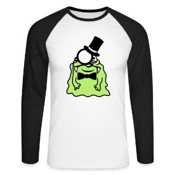 sir herr gentlemen zylinder monokel reich glibber - Unisex Baseballshirt langarm - Weiß/Schwarz - Vorne - Nik (191cm)