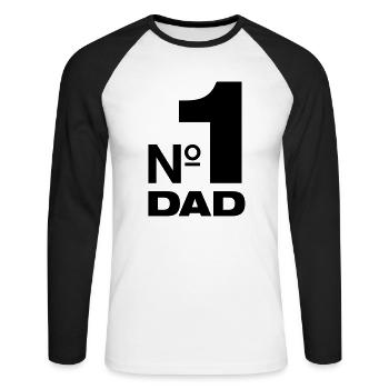 Number 1 Dad Best Father Papa Dad Parents Children - Unisex Long Sleeve Baseball T-Shirt - white/black - Front - Nik (191cm)