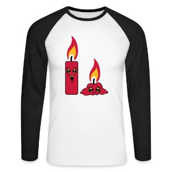2 kerzen team paar lustig traurig abgebrannt comic - Unisex Baseballshirt langarm - Weiß/Schwarz - Vorne - Nik (191cm)
