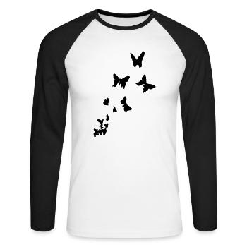 butterfly - schmetterlinge - Unisex Baseballshirt langarm - Weiß/Schwarz - Vorne - Nik (191cm)