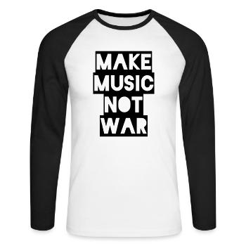 make music not war 4 mitt - Unisex Baseballshirt langarm - Weiß/Schwarz - Vorne - Nik (191cm)