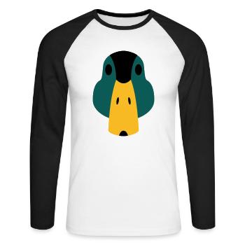 Ente / stilisiert - Unisex Baseballshirt langarm - Weiß/Schwarz - Vorne - Nik (191cm)