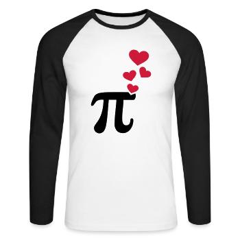 Pi - Unisex Baseballshirt langarm - Weiß/Schwarz - Vorne - Nik (191cm)