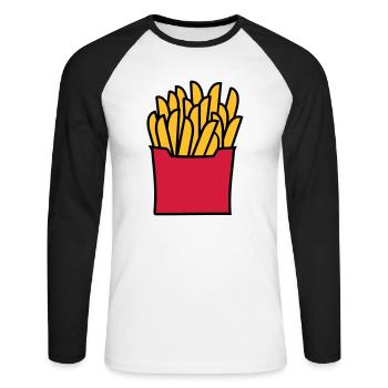 Fries - Unisex Long Sleeve Baseball T-Shirt - white/black - Front - Nik (191cm)