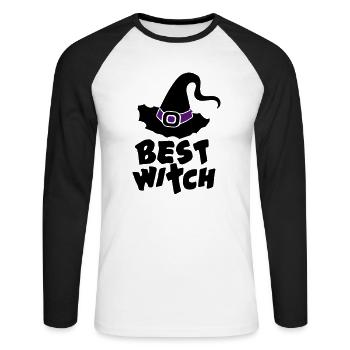 Best Witch, Hexe, Halloween, Zauberei, Magie, Fun - Unisex Baseballshirt langarm - Weiß/Schwarz - Vorne - Nik (191cm)