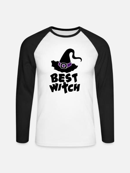 Best Witch, Witchcraft, Halloween, Magic, Hat - Unisex Long Sleeve Baseball T-Shirt - white/black